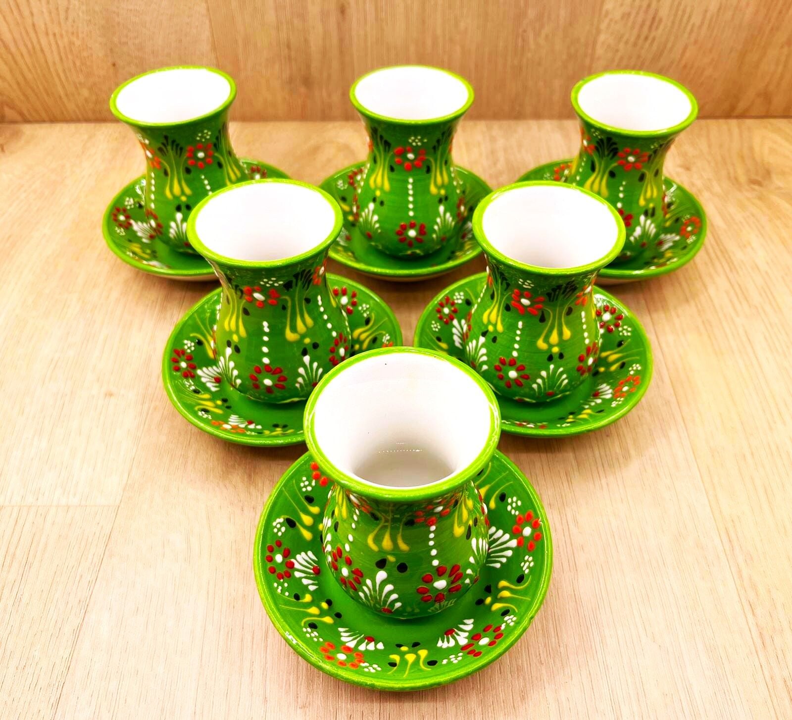 SERAMİK ÇAY BARDAĞI TAKIMI -Açık Yeşil