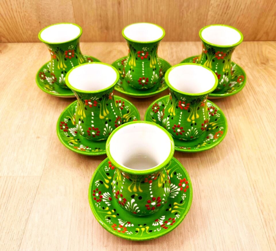 SERAMİK ÇAY BARDAĞI TAKIMI -Açık Yeşil