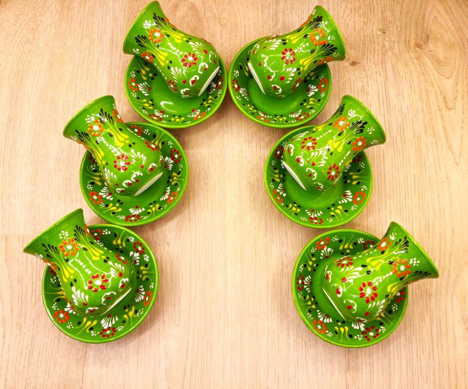 SERAMİK ÇAY BARDAĞI TAKIMI -Açık Yeşil