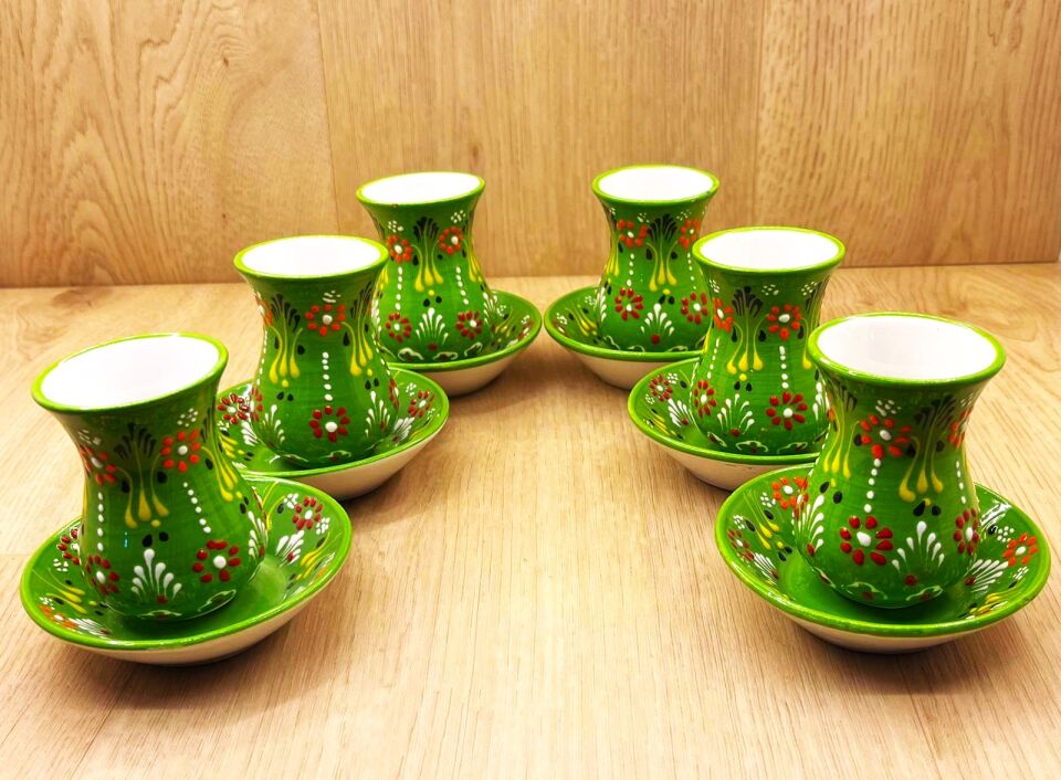 SERAMİK ÇAY BARDAĞI TAKIMI -Açık Yeşil