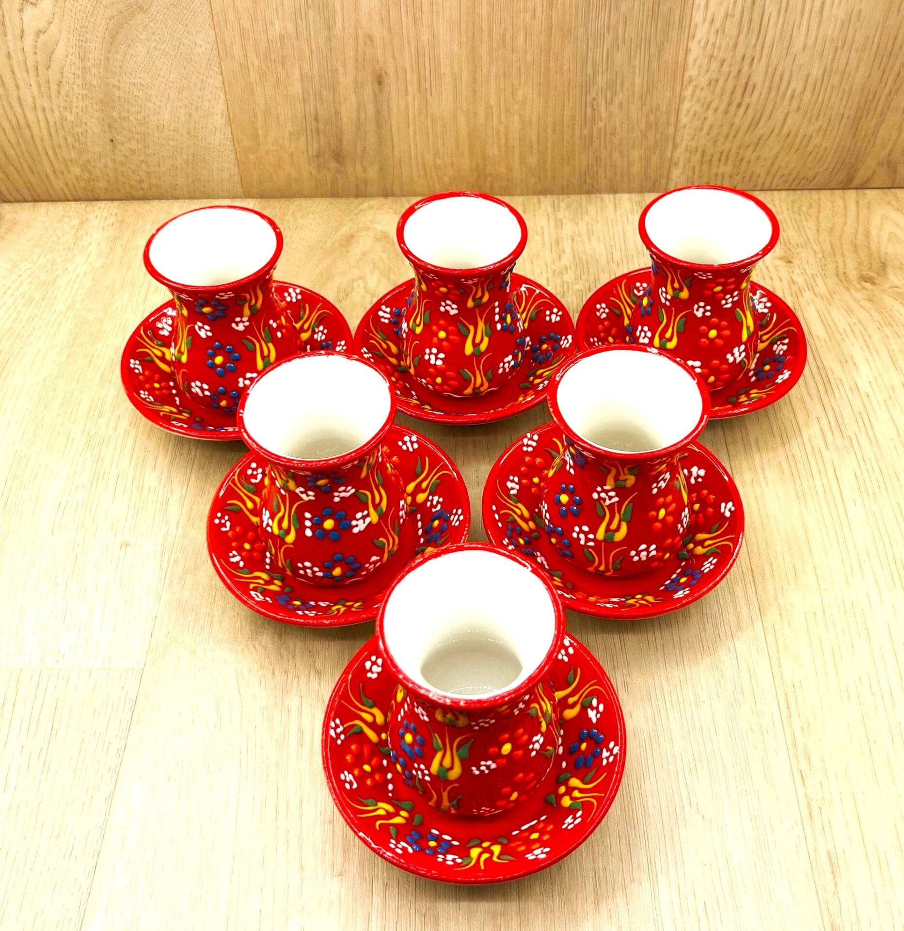 SERAMİK ÇAY BARDAĞI TAKIMI-Kırmızı