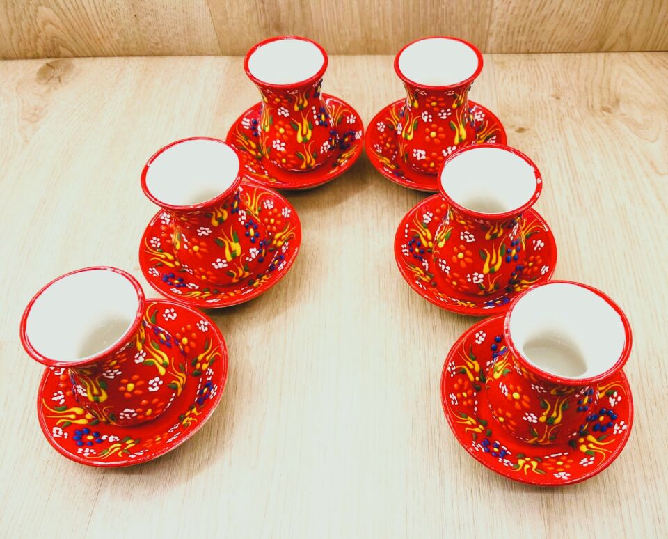 SERAMİK ÇAY BARDAĞI TAKIMI-Kırmızı