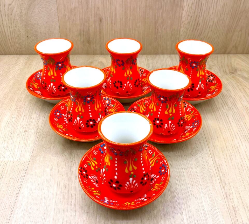 SERAMİK ÇAY BARDAĞI TAKIMI-Turuncu