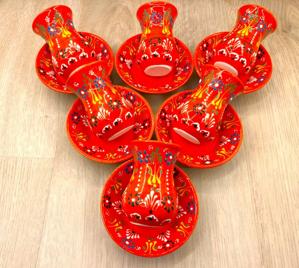 SERAMİK ÇAY BARDAĞI TAKIMI-Turuncu