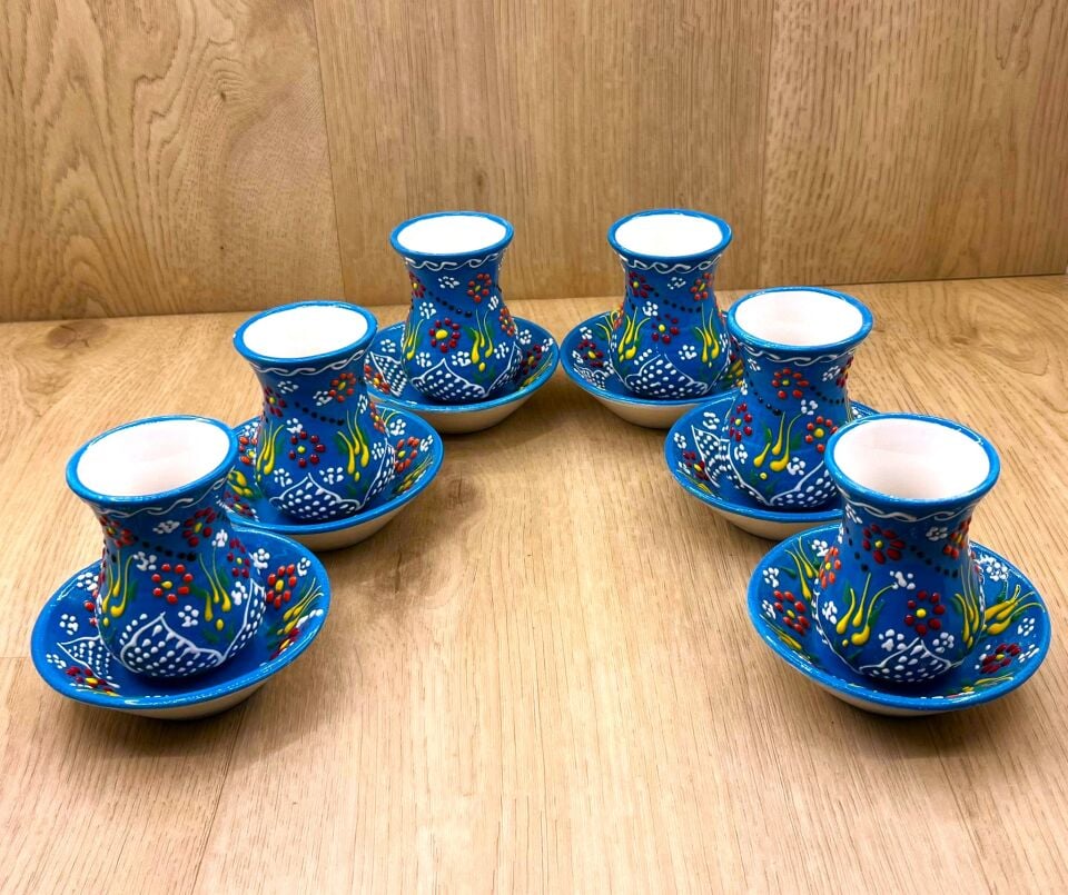 SERAMİK ÇAY BARDAĞI TAKIMI-Mavi