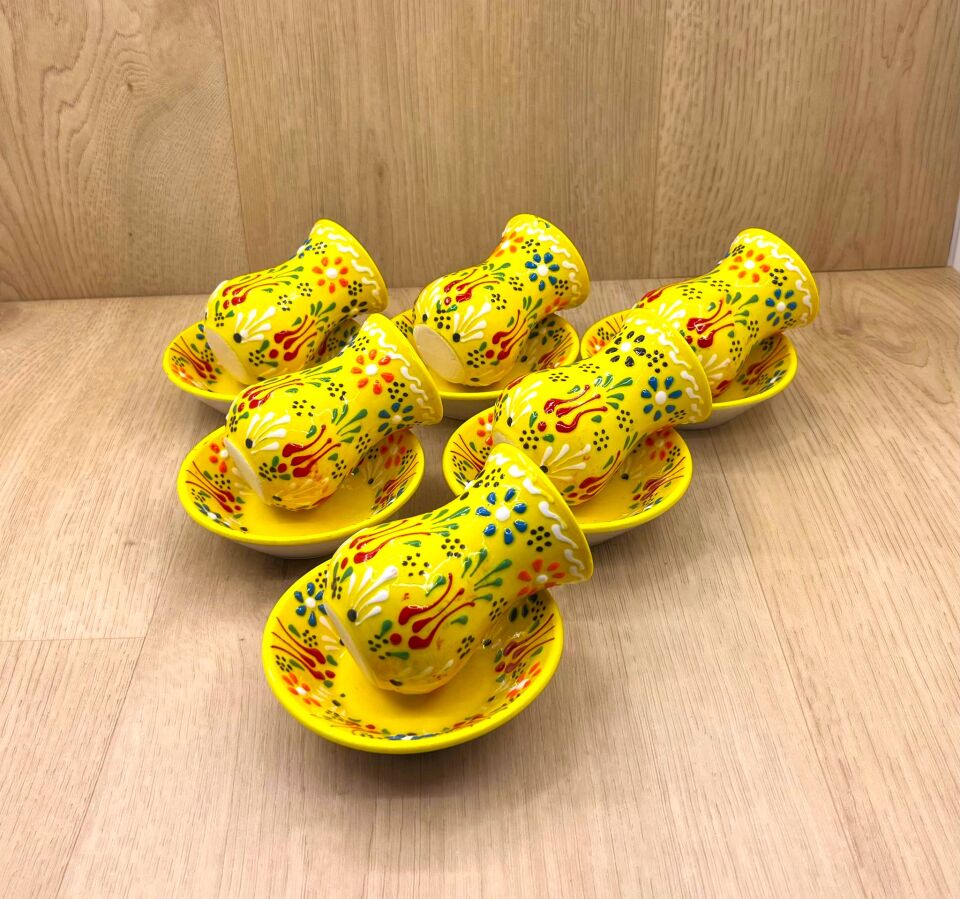 SERAMİK ÇAY BARDAĞI TAKIMI-Sarı