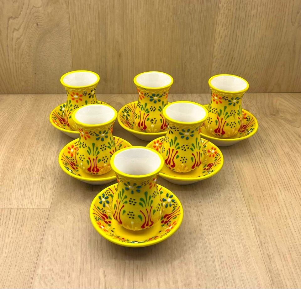 SERAMİK ÇAY BARDAĞI TAKIMI-Sarı