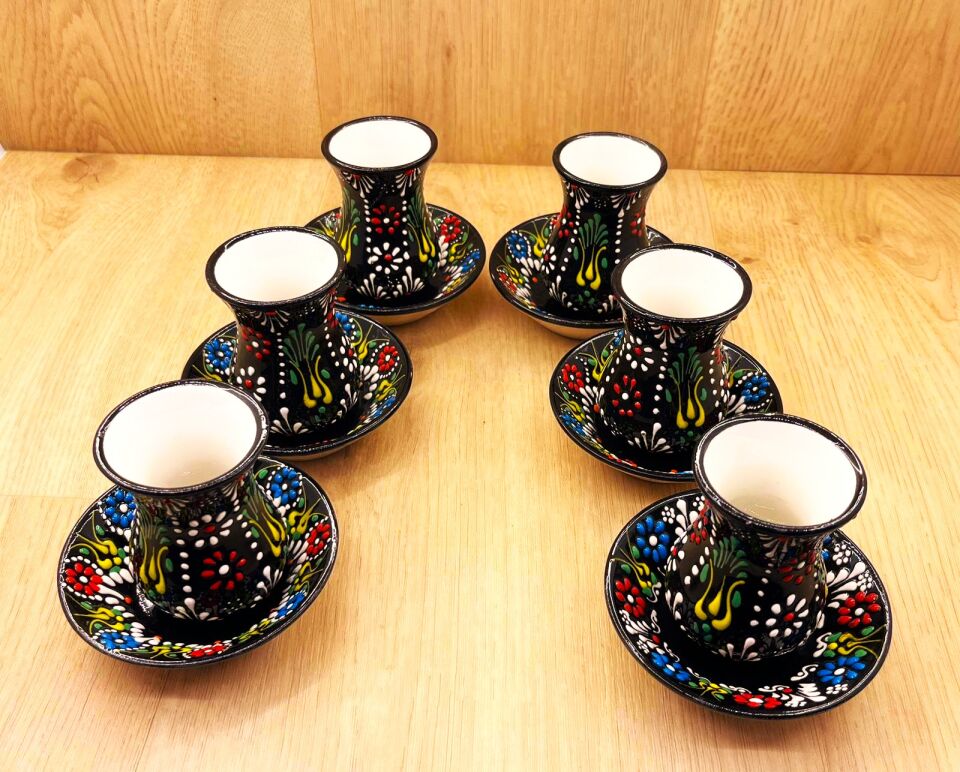 SERAMİK ÇAY BARDAĞI TAKIMI-Siyah
