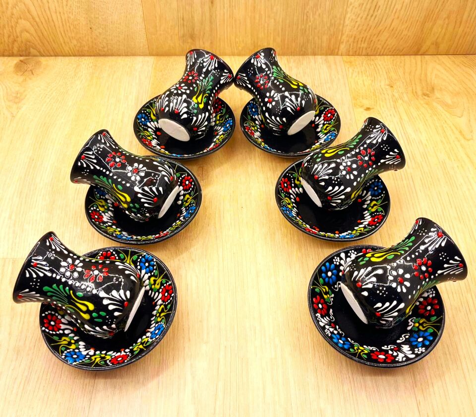 SERAMİK ÇAY BARDAĞI TAKIMI-Siyah