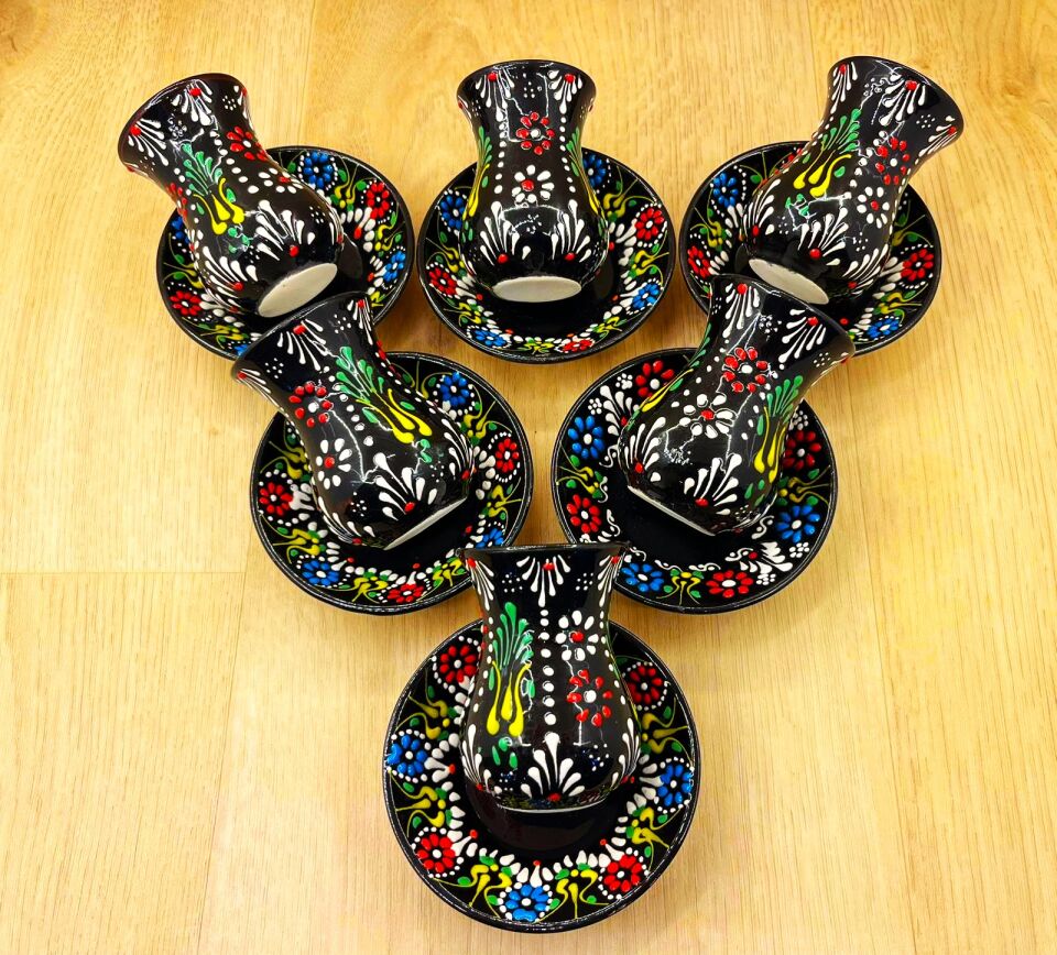 SERAMİK ÇAY BARDAĞI TAKIMI-Siyah