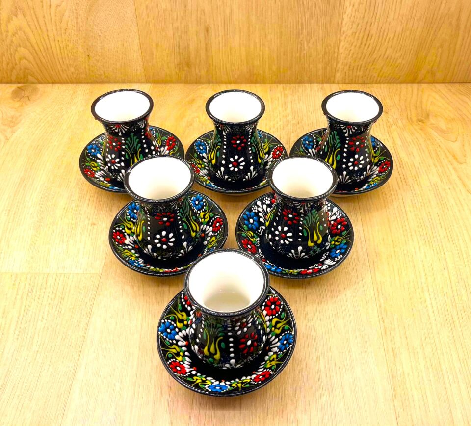 SERAMİK ÇAY BARDAĞI TAKIMI-Siyah