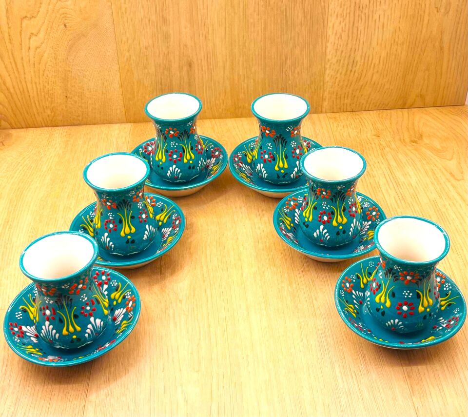 SERAMİK ÇAY TAKIMI-Turkuaz