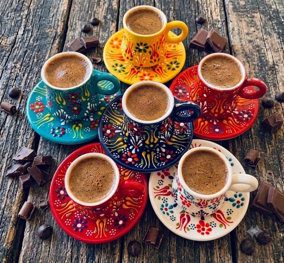 Seramik Kazan Fincan Takımı-renkli